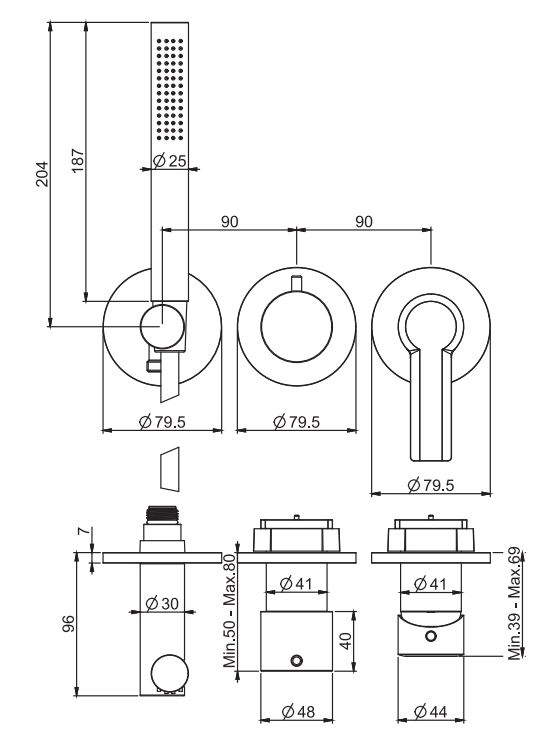 Изображение Смеситель для душа Fima carlo frattini Mast F3149WX8 с ручным душем