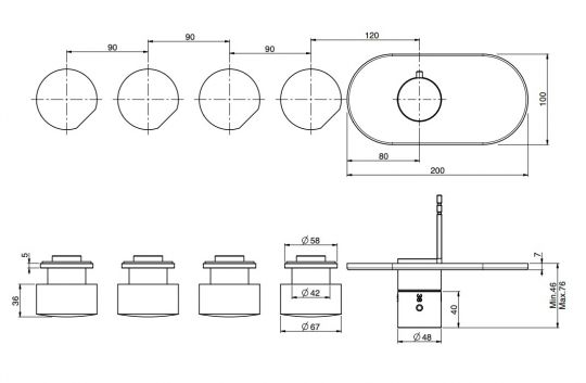Fima carlo frattini So смеситель для ванны/душа F3183X4 схема 2