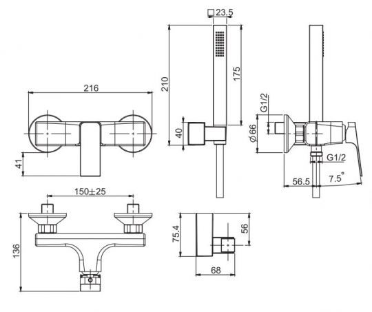 Смеситель для душа Fima carlo frattini Fit F3385 схема 2