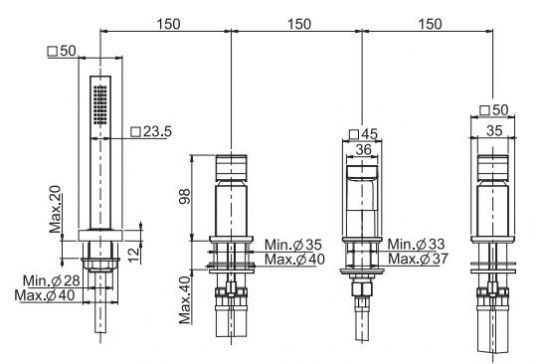 Смеситель для ванны Fima carlo frattini Fit F3394/1 схема 2