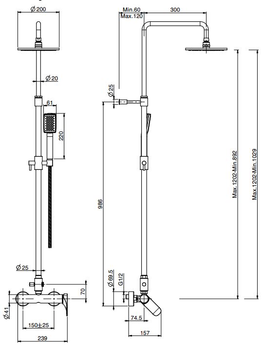 Fima - carlo frattini Quad стойка душевая с тропическим душем F3735/2 цена от 105 554 ₽ Фото Fima - carlo frattini Quad стойка душевая с тропическим душем F3735/2