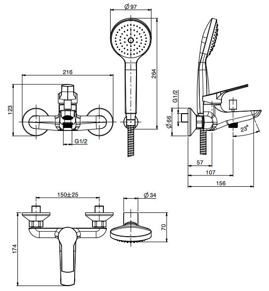 Изображение Смеситель для ванны и душа Fima carlo frattini Serie 4 F3764