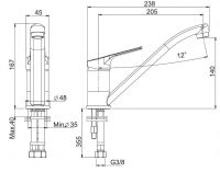 Fima carlo frattini Kitchen смеситель для кухни F3767 схема 1 Fima carlo frattini Kitchen смеситель для кухни F3767 схема 1