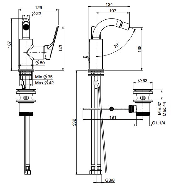 Изображение Fima carlo frattini Serie 4 смеситель для биде F3782W
