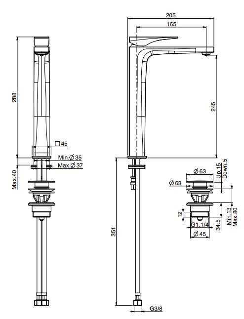 Изображение Fima carlo frattini Zeta смеситель для раковины F3961/HN