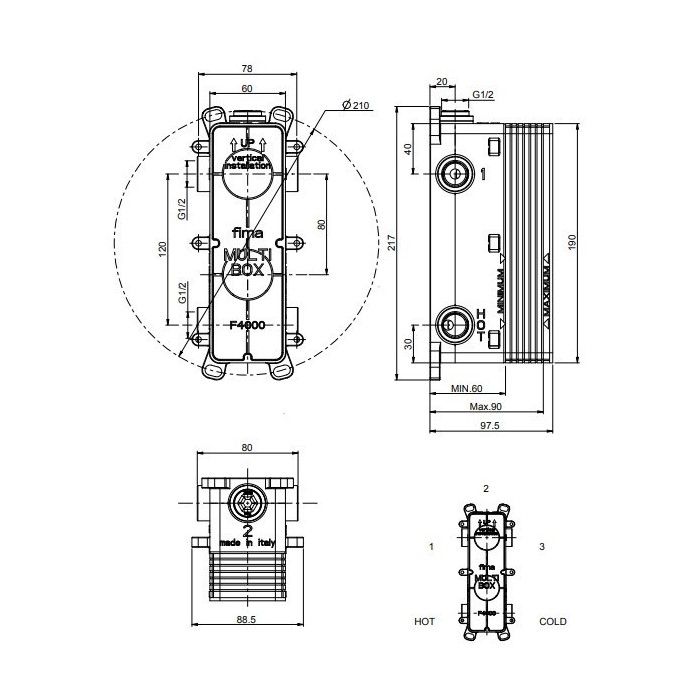 Fima Carlo Frattini внутренняя часть смесителя для ванны/душа F4000 ФОТО