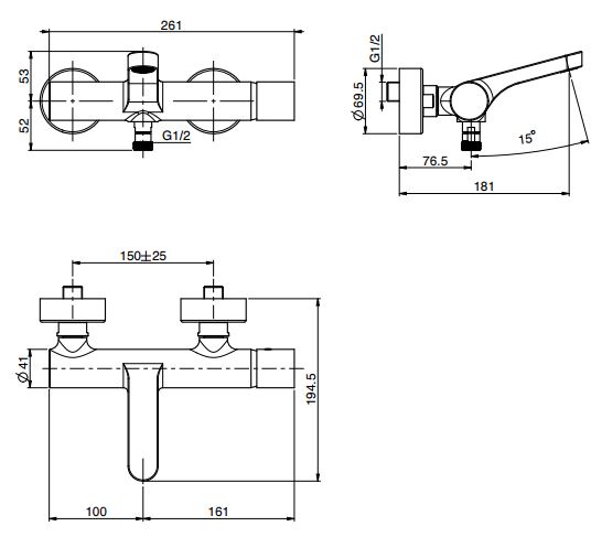 Изображение Смеситель для ванны и душа Fima carlo frattini Nomos go F4164/1