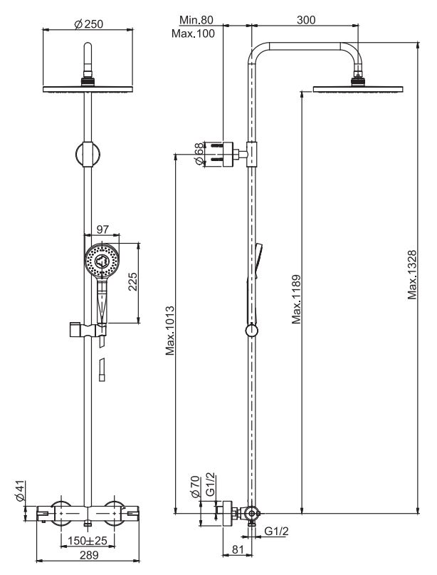 Душевая стойка с тропическим душем Fima - carlo frattini Wellness F4905/RP259