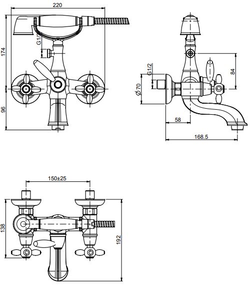 Смеситель для ванны и душа Fima carlo frattini Olivia F5004 цена от 57 742 ₽ Фото Смеситель для ванны и душа Fima carlo frattini Olivia F5004