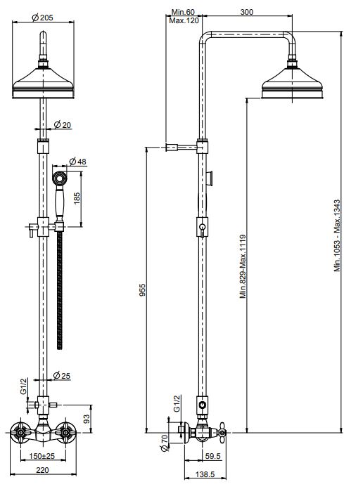 Изображение Fima - carlo frattini Olivia стойка душевая с тропическим душем F5005/2