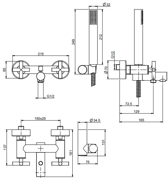 Изображение Смеситель для ванны и душа Fima carlo frattini Maxima F5304