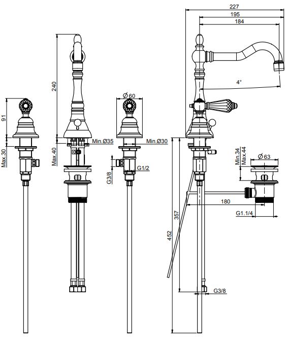 Fima carlo frattini Herend chic смеситель для раковины F5401C