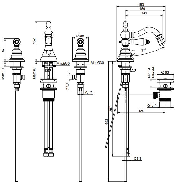 Изображение Fima carlo frattini Herend смеситель для биде F5402