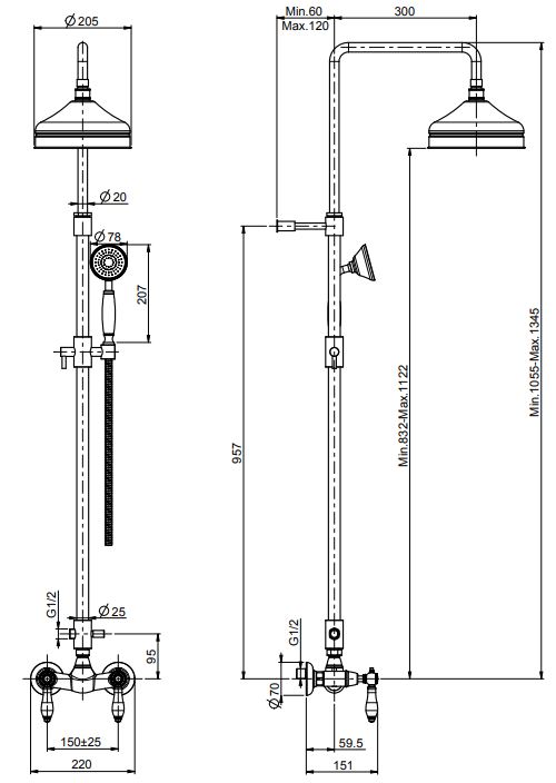 Fima - carlo frattini Herend стойка душевая с тропическим душем F5405/2 ФОТО