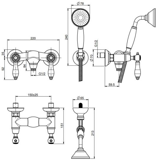 Fima carlo frattini Herend смеситель для душа F5405 схема 2