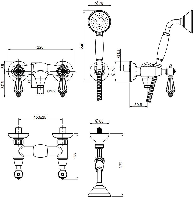 Fima carlo frattini Herend chic смеситель для душа F5405C цена от 26 990 964 ₽ Фото Fima carlo frattini Herend chic смеситель для душа F5405C
