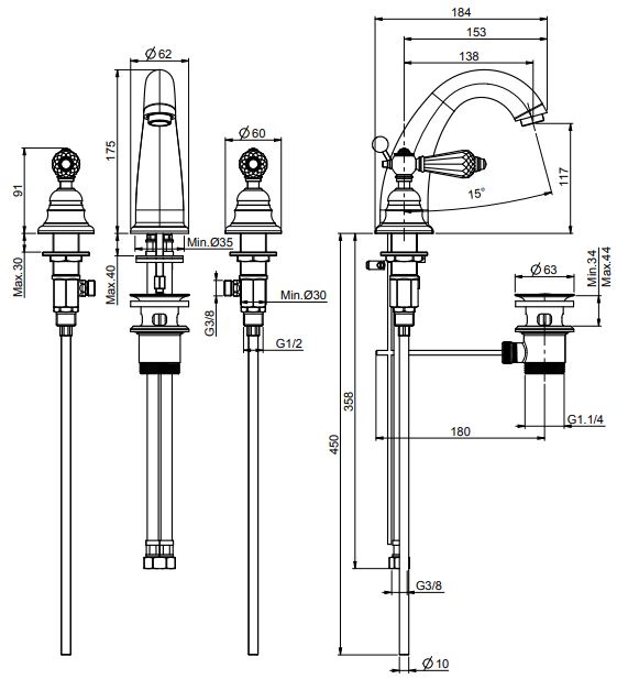 Fima carlo frattini Herend chic смеситель для раковины F5421C
