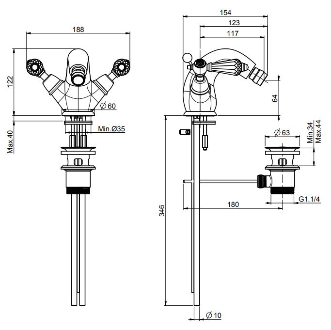 Fima carlo frattini Herend chic смеситель для биде F5432C