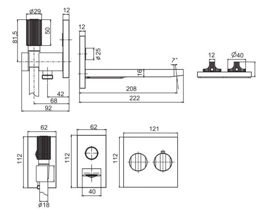 Термостатический смеситель с изливом и ручным душем для ванны Fima carlo frattini Switch F5944