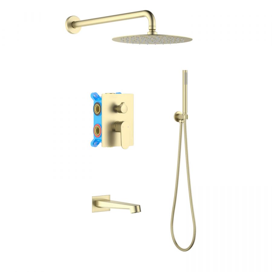 AQ1273BG ОБЕРОН Set 4 в 1 душевой комплект, шлиф. золото