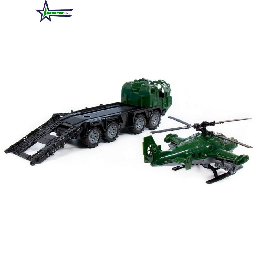 Военный тягач "Щит" с вертолетом