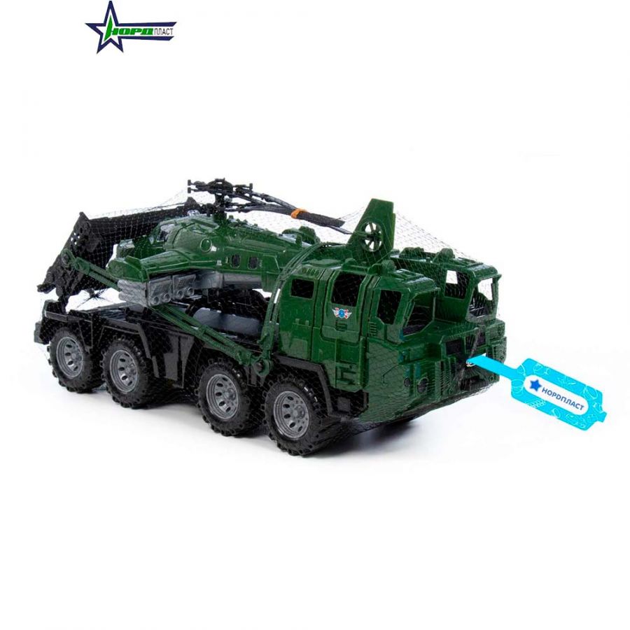 Военный тягач "Щит" с вертолетом