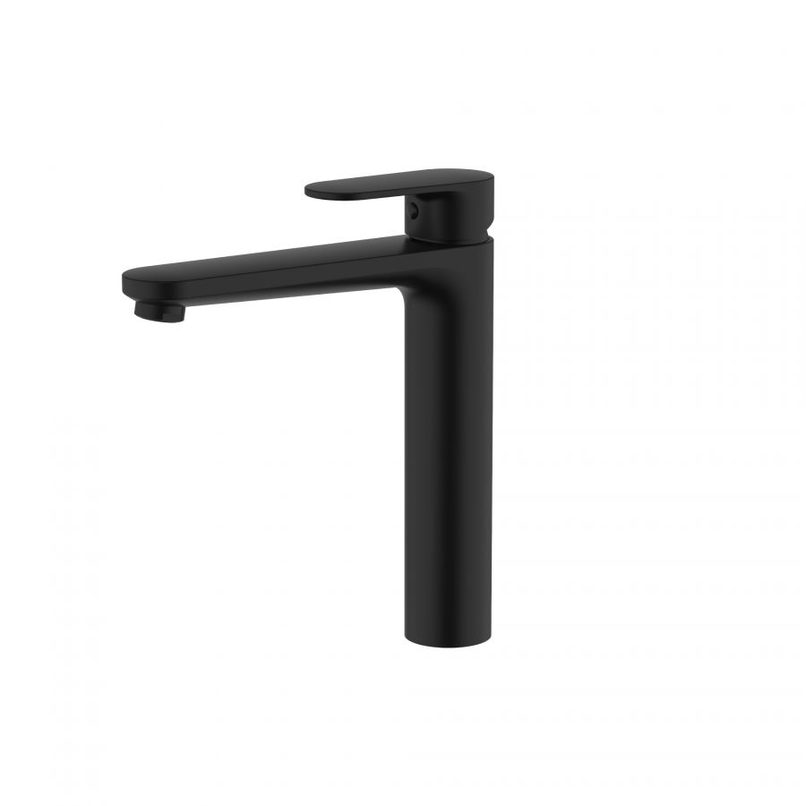 AQ1804MB НИКА смеситель для раковины высокий 190 без донного клапана, матовый черный