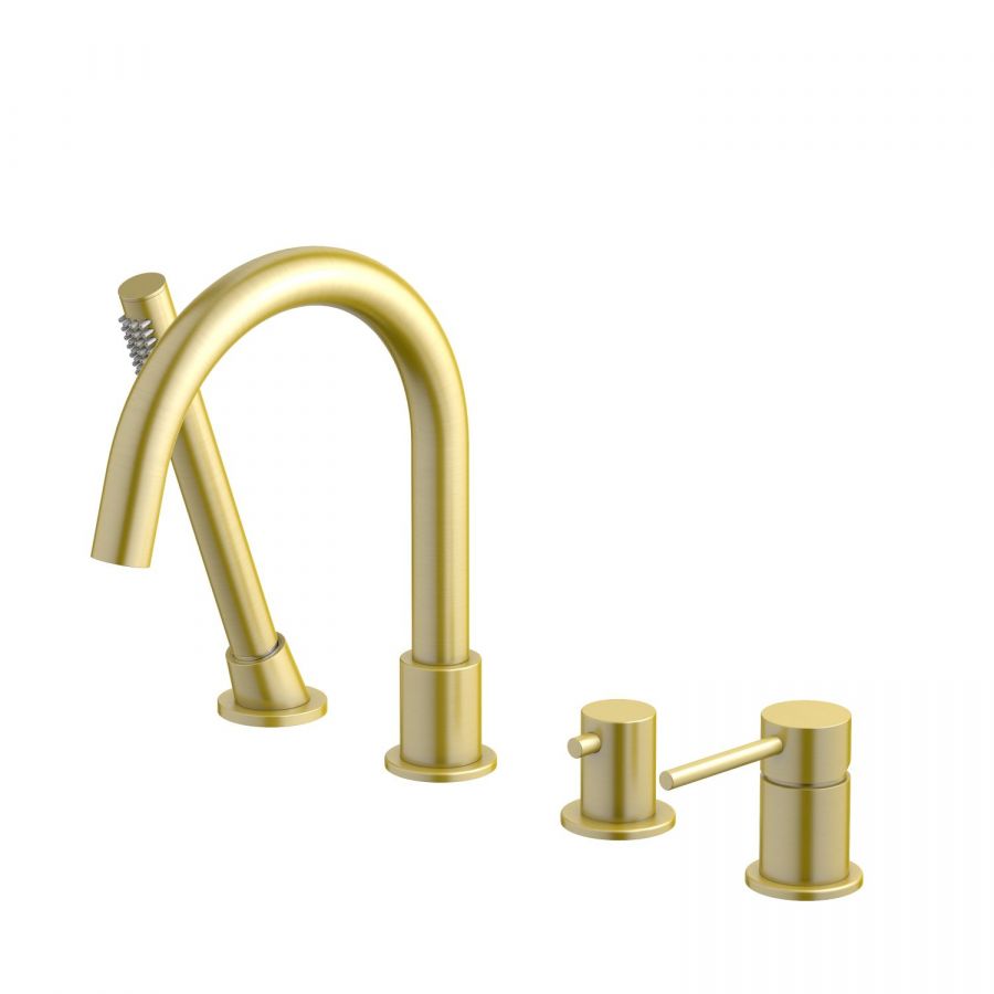 AQ1348BG ЕВРОПА смеситель на борт ванны на 4 отв., шлиф. золото