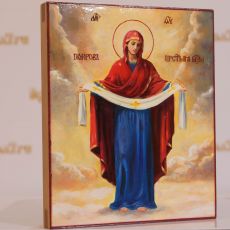 Покров Пресвятой Богородицы рукописная икона 17х21 см (масло, академический стиль)
