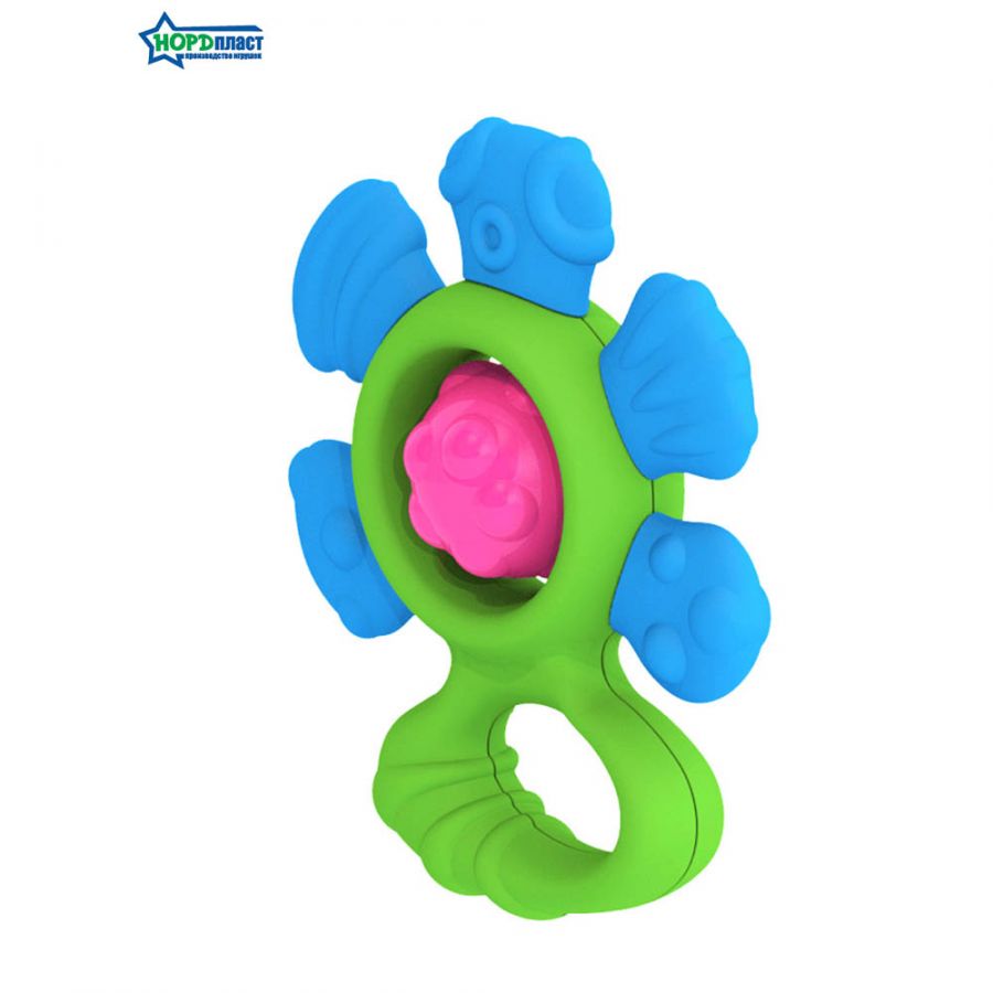 Погремушка "Цветочек" (в пакете с хэдером) сине-зелёный