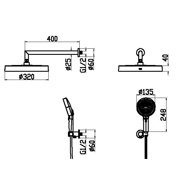 Хромированный душевой комплект Boheme Cell 427-CR ФОТО