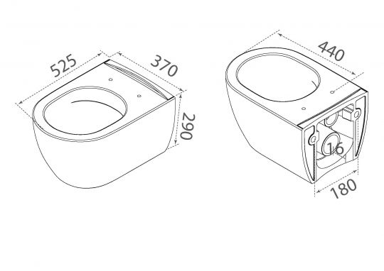 Подвесной унитаз с сиденьем Boheme Bianca 963 схема 2 Подвесной унитаз с сиденьем Boheme Bianca 963 схема 2