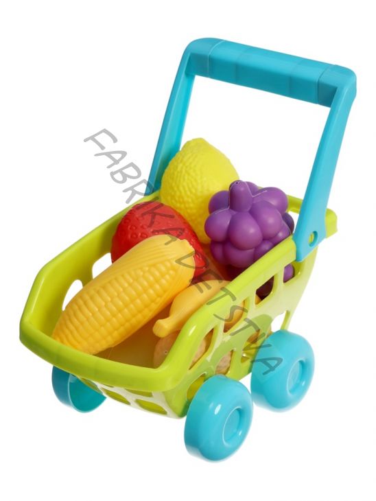 Продуктовая тележка «Магазинчик», с овощами и фруктами, 9 предметов
