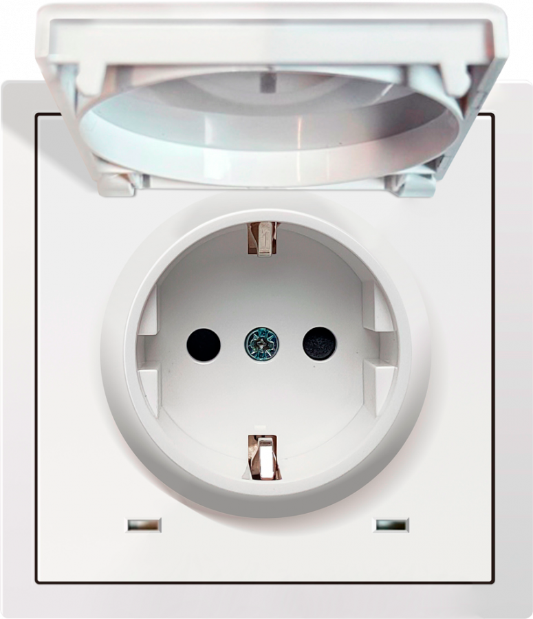 Накладка для розетки Schuko с заземлением, с крышкой, 16A 250 В~, белый, серия R98