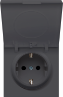 Накладка для розетки Schuko с крышкой, 16A 250 В~, черный, серия R98