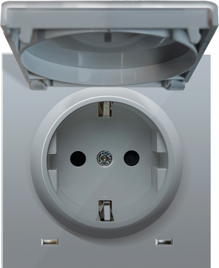 Накладка для розетки Schuko с заземлением, с крышкой, 16A 250 В~, алюминий, серия R98