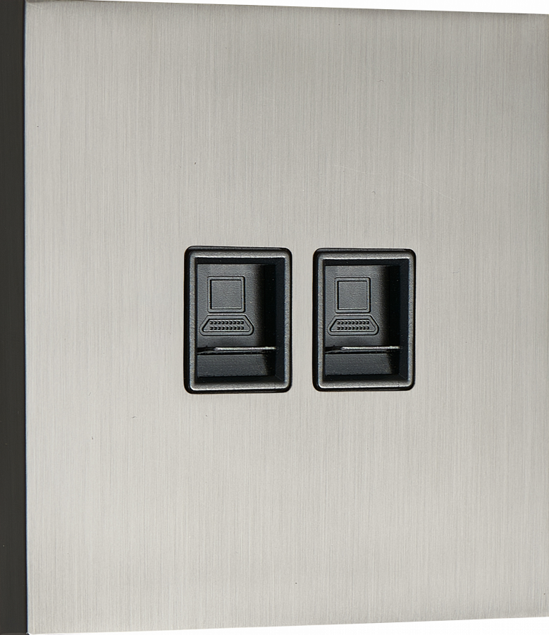 Компьютерная розетка RJ45 + RJ45 (двойная) cat.6/ClassE-8/8, вороненая сталь, серия N96