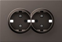 Накладка для розетки 2-й с заземлением, со шторками 16A 250 В~, мокко, серия A07