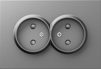 Накладка для розетки 2-й без заземления, со шторками 16A 250 В~, сталь, серия A07