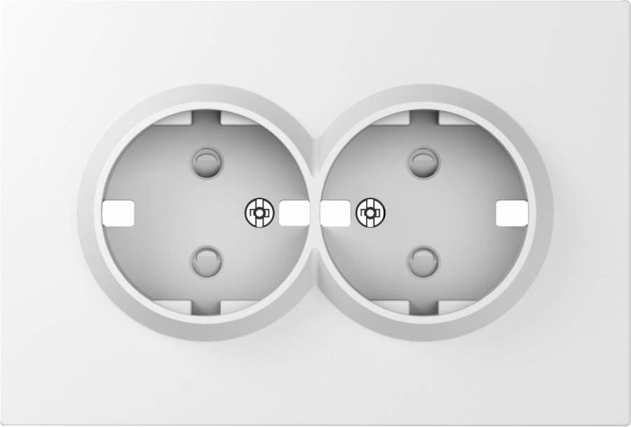Накладка для розетки 2-й с заземлением, со шторками 16A 250 В~, матовый белый, серия S08