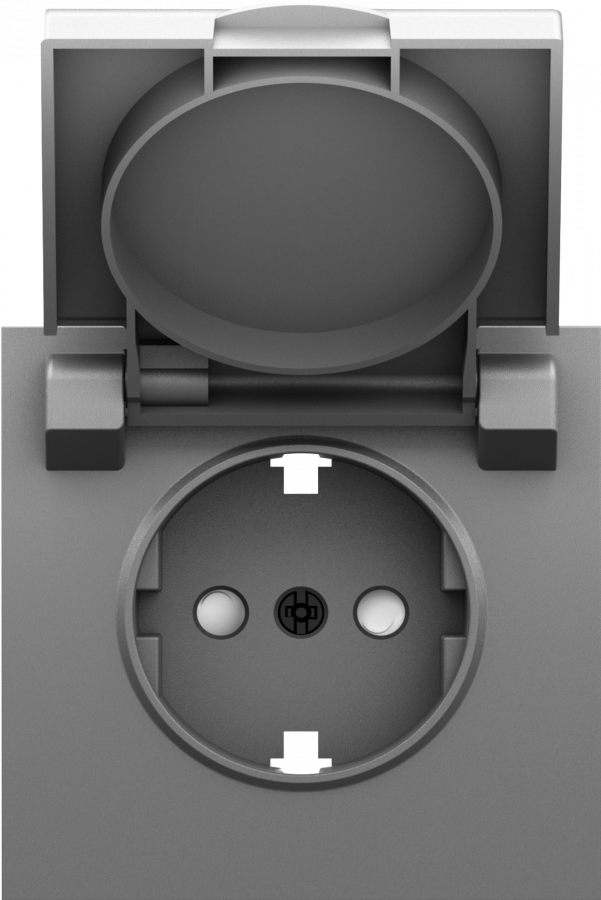 Накладка для розетки Schuko с заземлением, с крышкой, 16A 250 В~, серый графит, серия S08