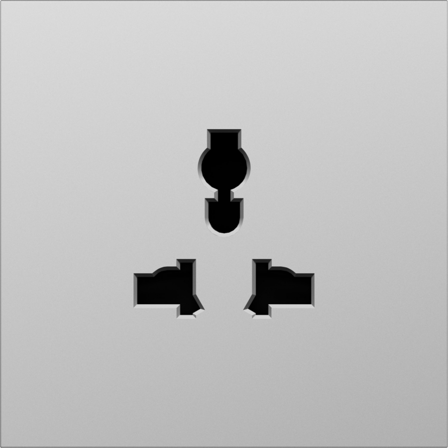 Накладка для розетки мультистандарт, со шторками 16A 250 В~, сталь, серия S08