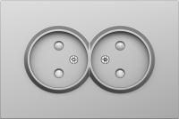 Накладка для розетки 2-й без заземления, со шторками 16A 250 В~, сталь, серия S08