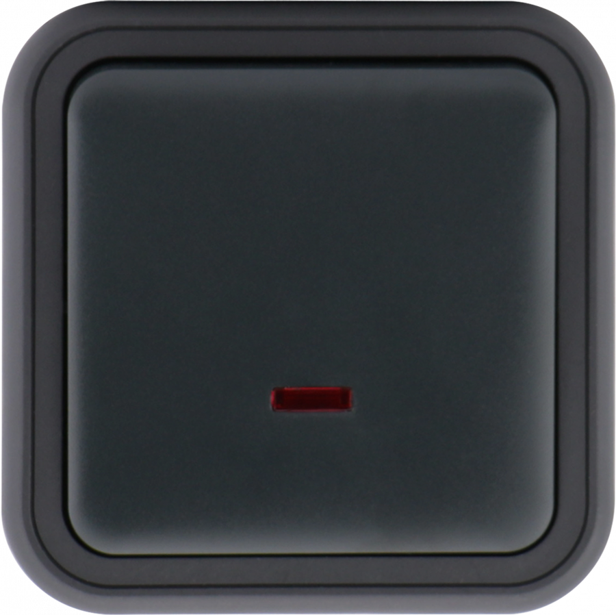 Переключатель 1-клавишный накладной с подсветкой, цвет антрацит, IP55, серия W55