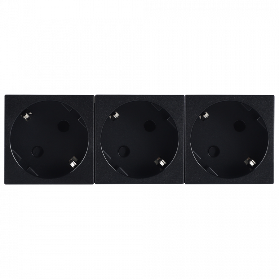 Розетка 3х2К+З нем.ст., 45 гр., с з/ш, черн. матовая (135х45мм), серия (тип) DF6