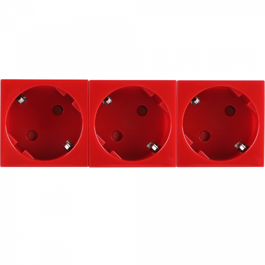 Розетка 3х2К+З нем.ст., 45 гр., с з/ш, крас. (135х45мм), серия (тип) DF6