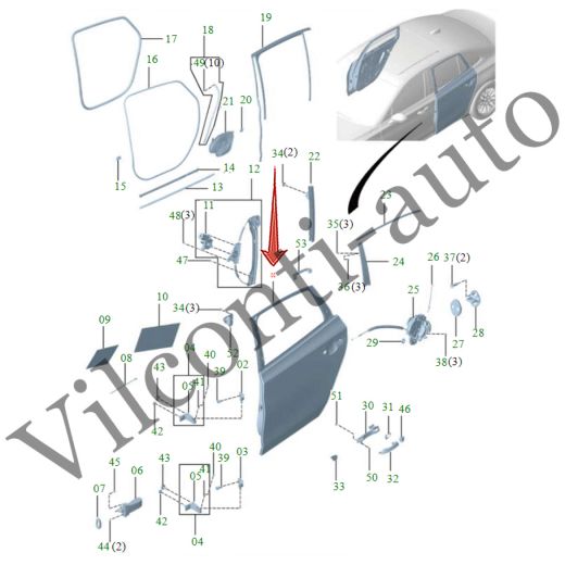 ДВЕРИ ЗАДНЯЯ ЛЕВАЯ HONGQI H5 II 2022-2025 6201015HF01S2 100% ОРИГИНАЛ