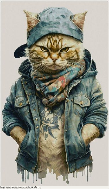 Набор для вышивания "Кот-хиппстер"