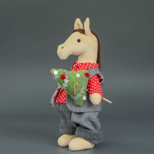 Набор Лошадка Мальчик в красно-сером