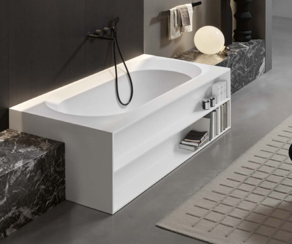 Ванна прямоугольная Antonio Lupi OASI OASI88MC 190х95 см из материала Cristalplant с полками отдельностоящая, пристенная, в нишу или в угол ФОТО